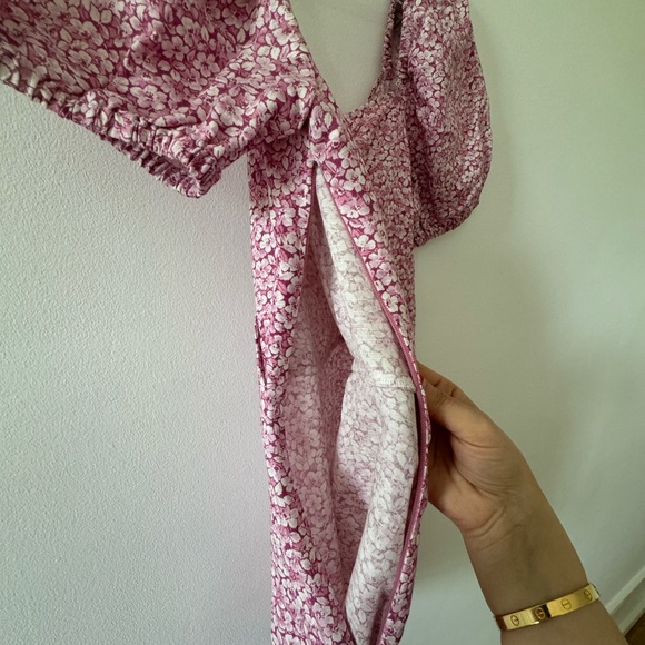 other stories puff sleeves pink dress- size 4 - Picture 6 of 8